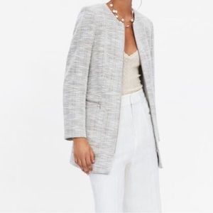 Zara Ivory Textured Zipper Coat Sz M